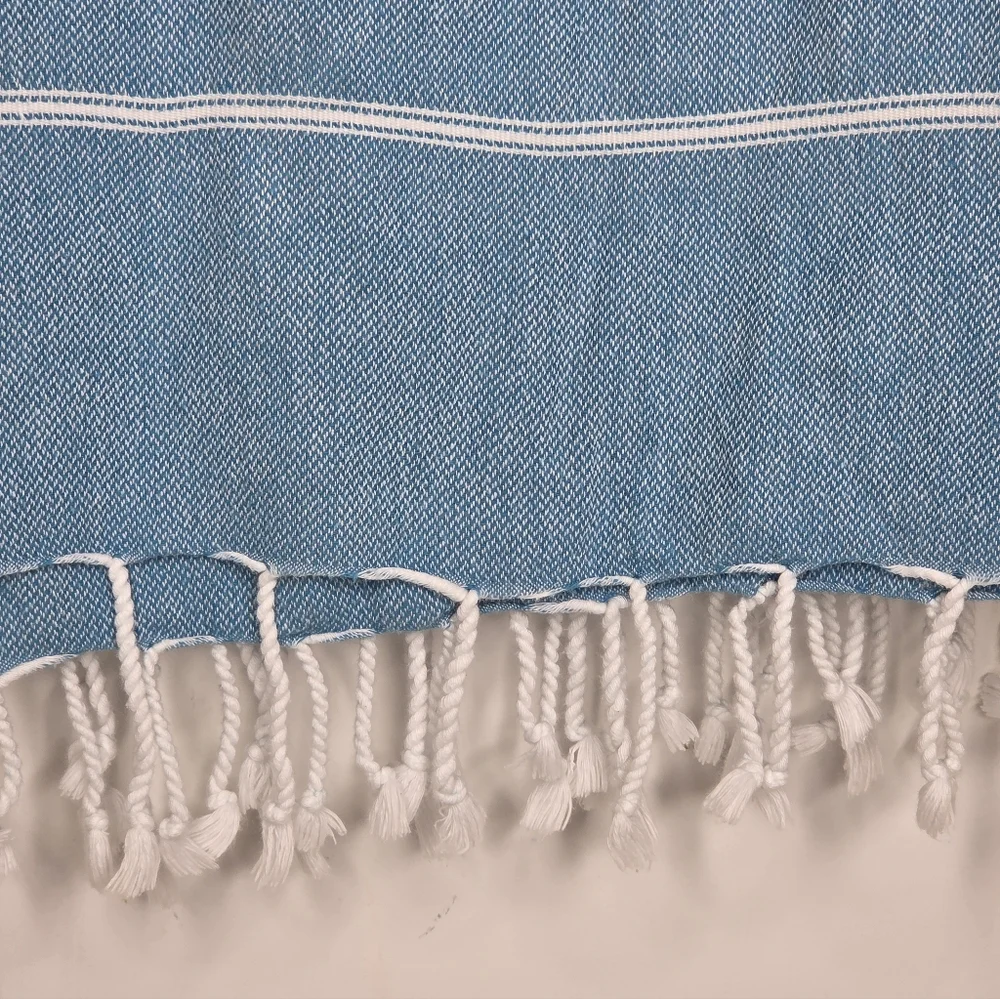 Cacala Blue and White Lightweight Oversize Turkish Beach Towel